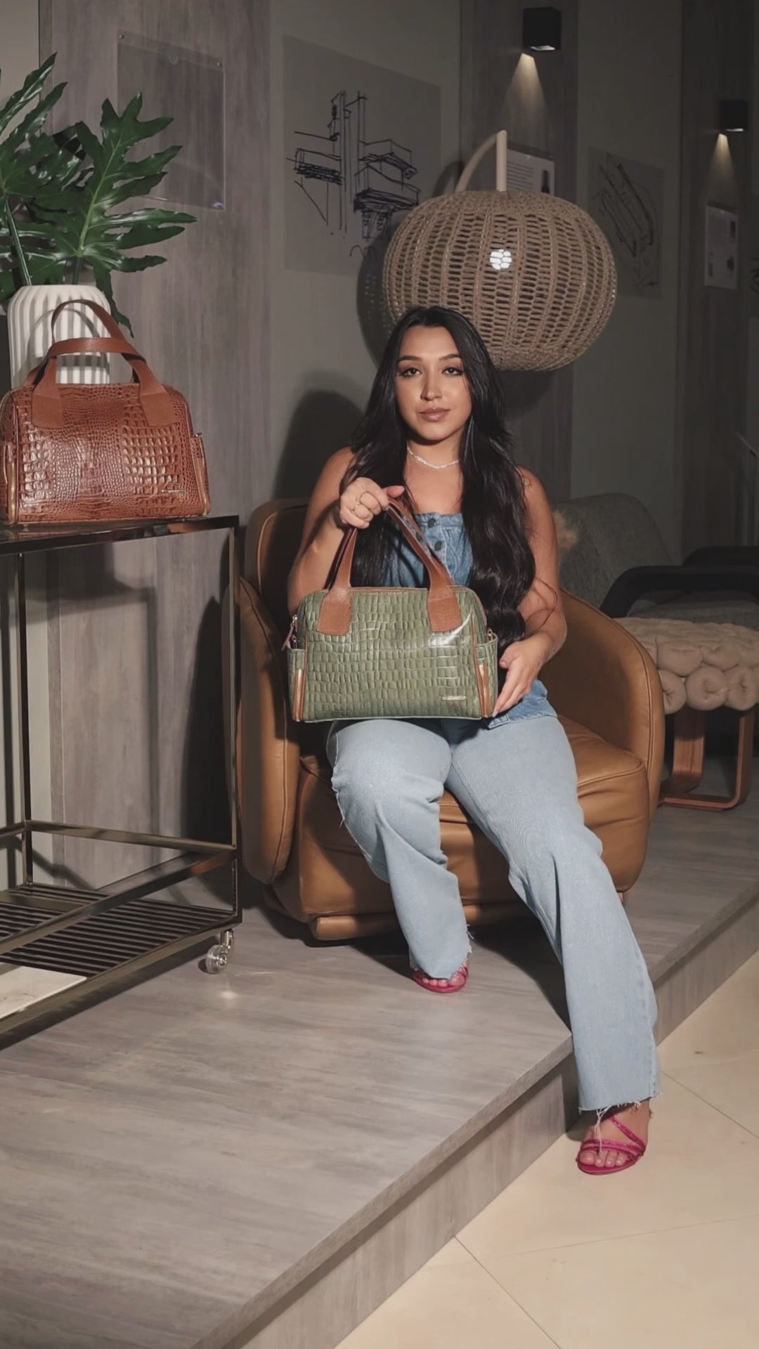 Bolsa Feminina Estruturada Couro Verde Mony