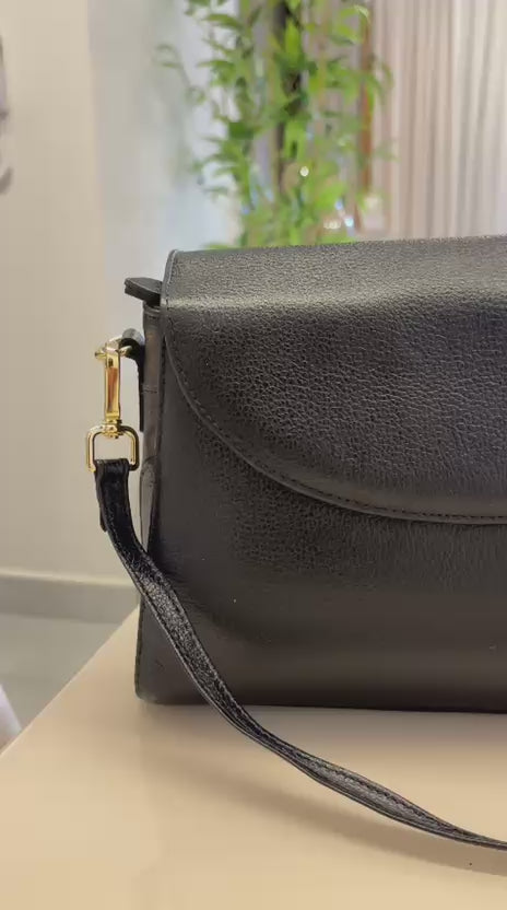 Bolsa Feminina Transversal Couro Preto Cecília