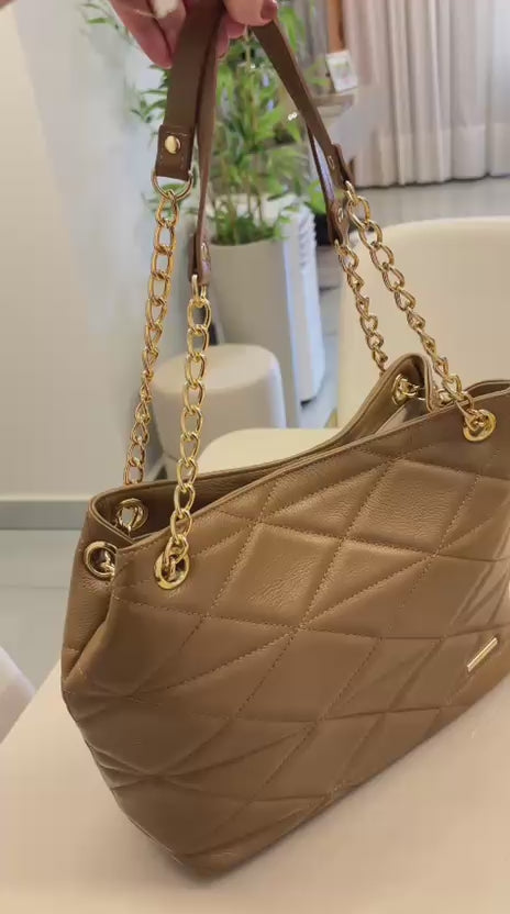 Bolsa Feminina Ombro Couro Caramelo Gabi