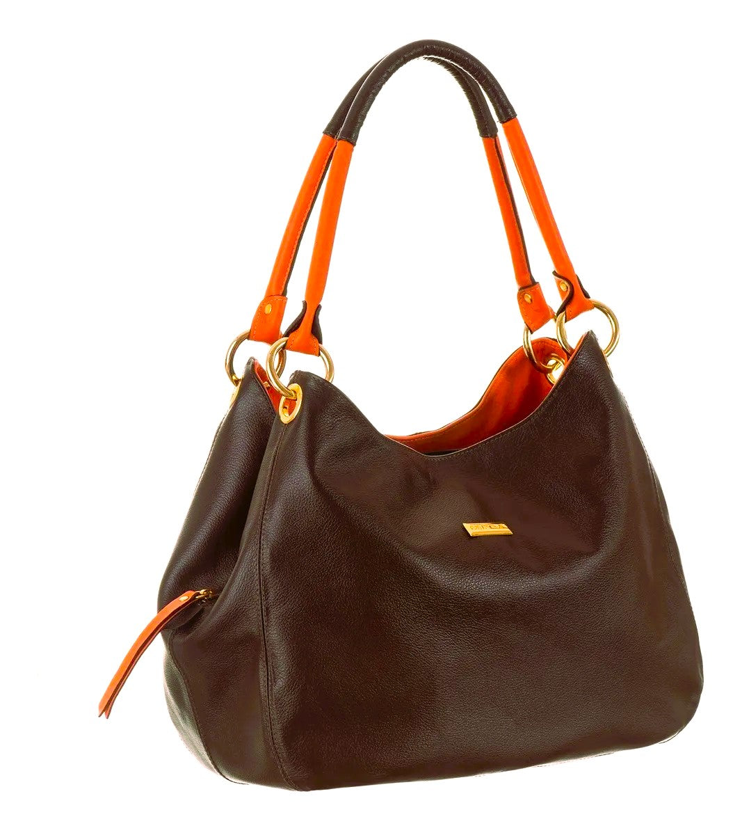 Bolsa Saco Com Divisórias Couro Café Charlotte