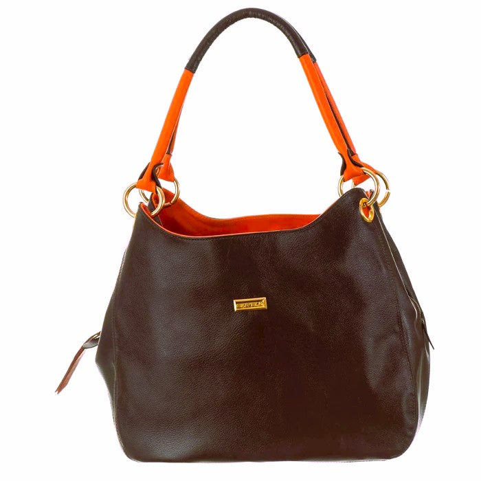Bolsa Saco Com Divisórias Couro Café Charlotte