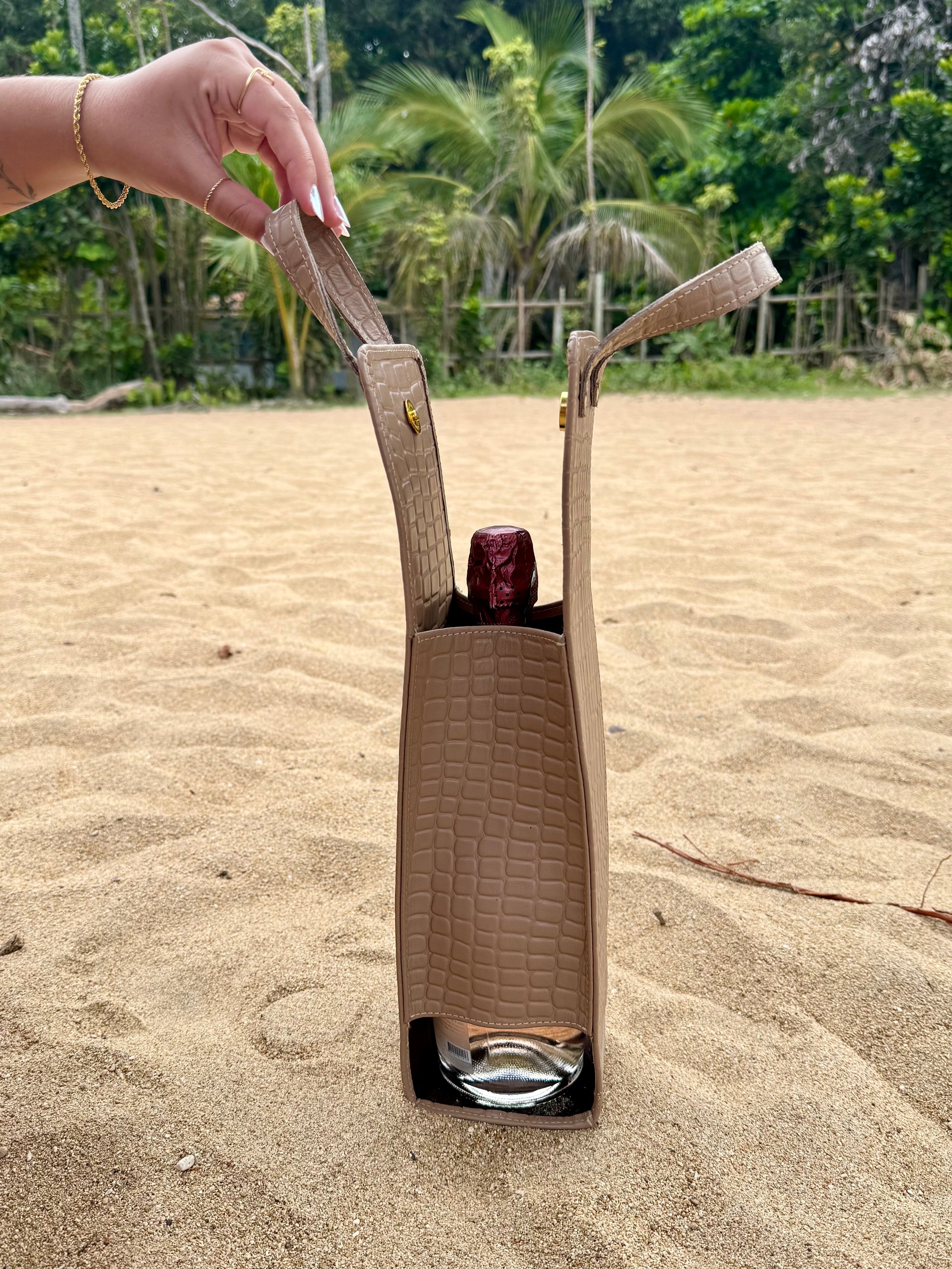 Porta Vinho Couro Nude Itália